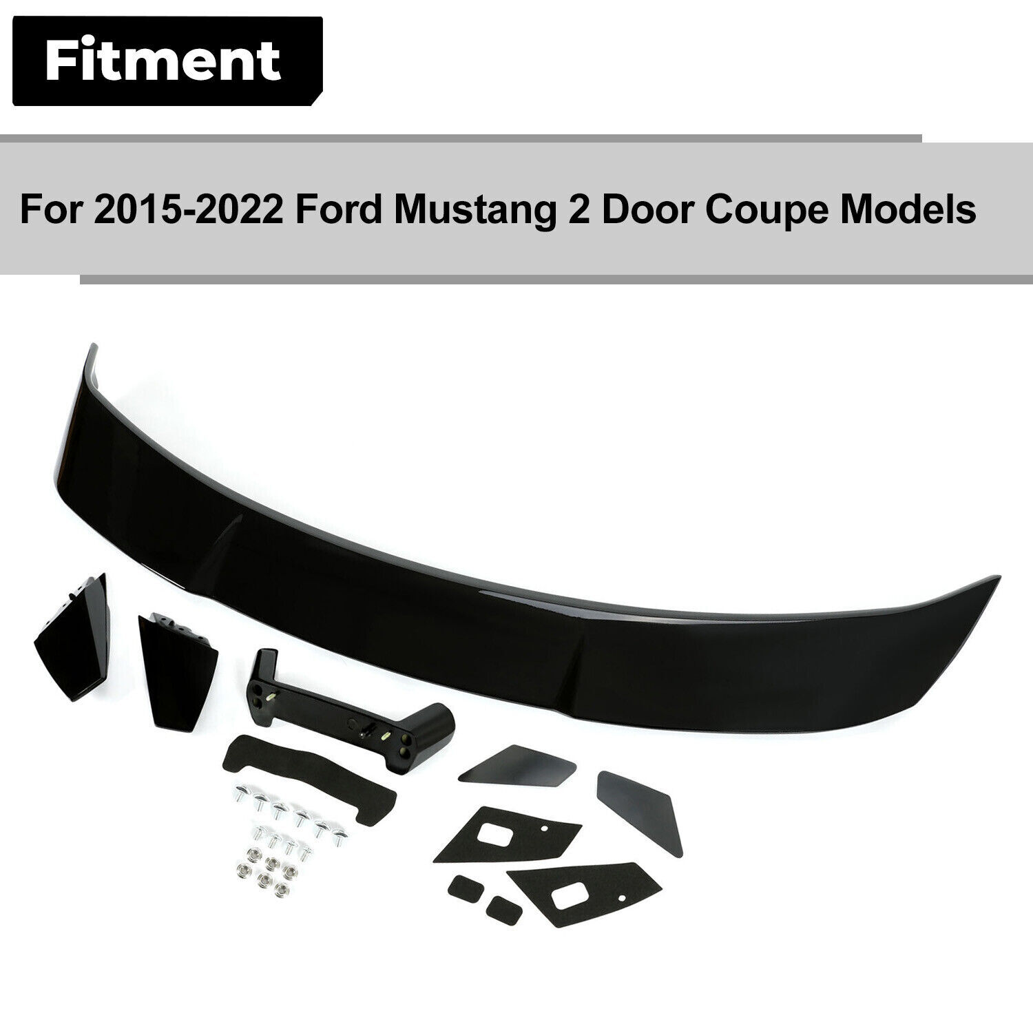 Gloss Black Painted Rear Trunk Spoiler Wing GT-Style For Ford Mustang 2 Dr 15-22