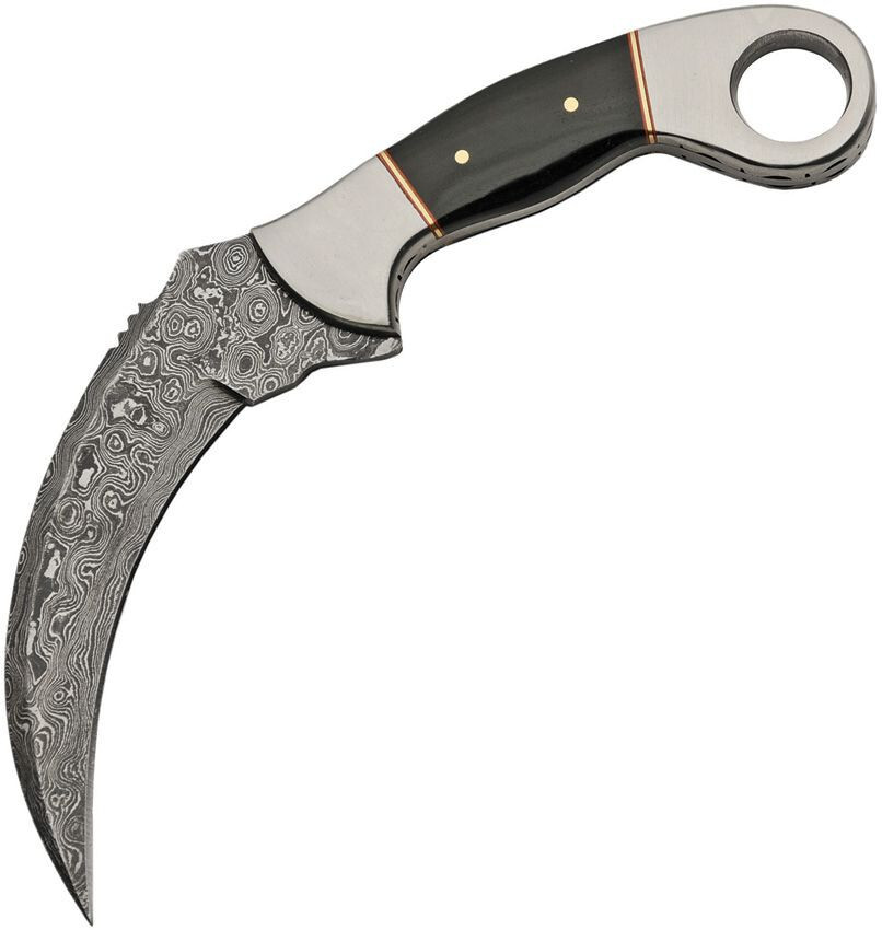 Damascus Steel Fixed Blade Karambit With Horn Handle
