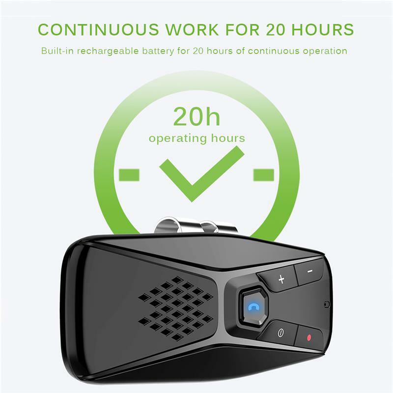 Bluetooth 5.0 Car Kit Speakerphone Hands Free Sun Visor Clip Loud Speaker Phone