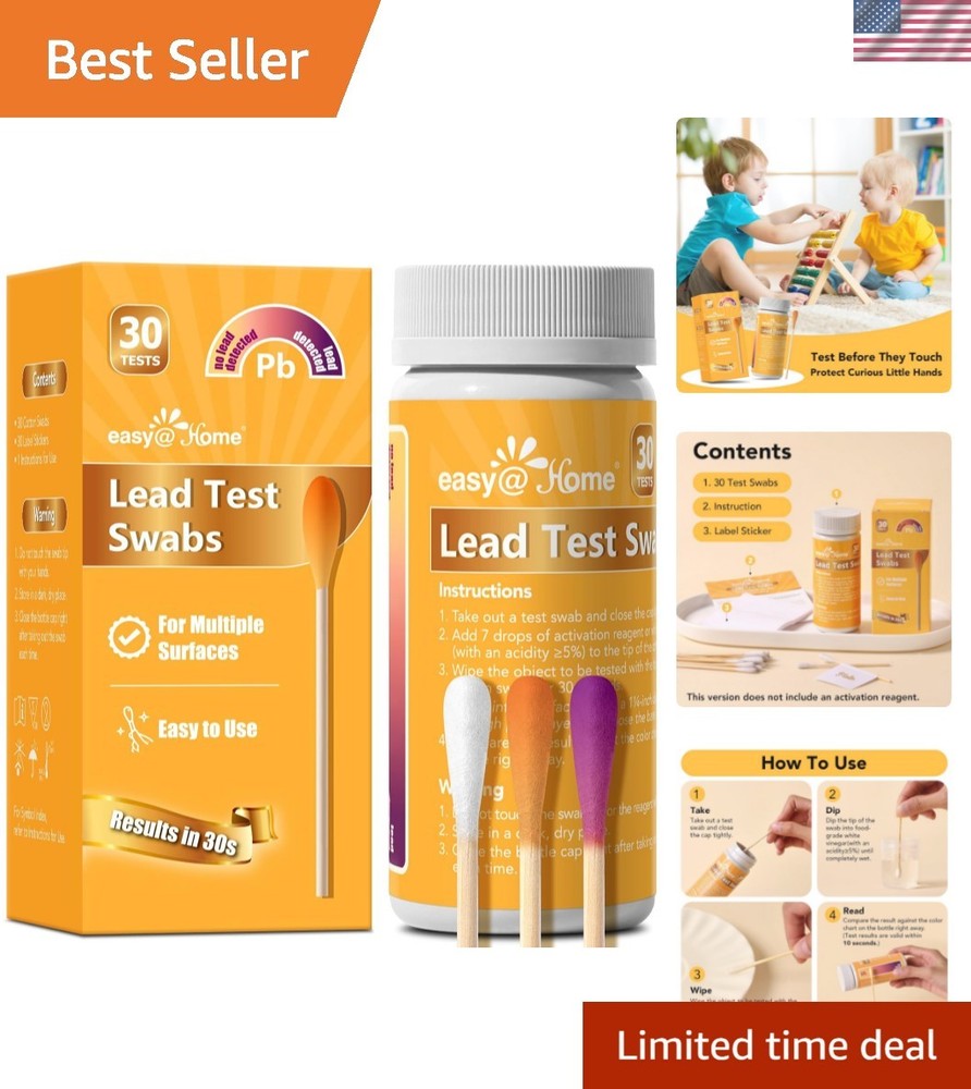 Lead  Kit – 30 Rapid Lead Testing Swabs with 30-Second Colour-Change Results ...