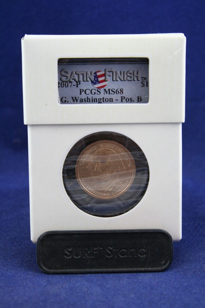 2007 P PCGS MS 68 Satin Finish George Washington Dollar With Intercept Shield