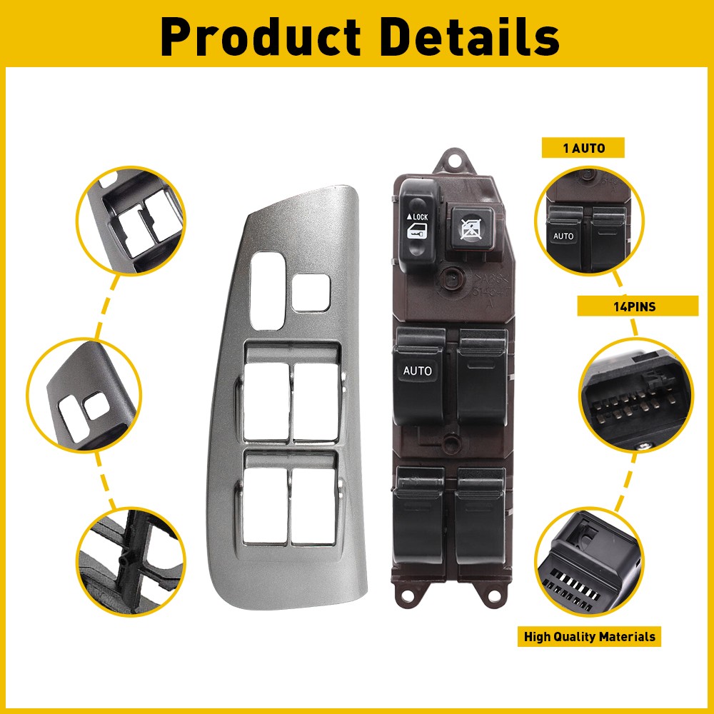For 03-2008 TOYOTA MATRIX DRIVER MASTER POWER WINDOW SWITCH CONTROL + BEZEL SET