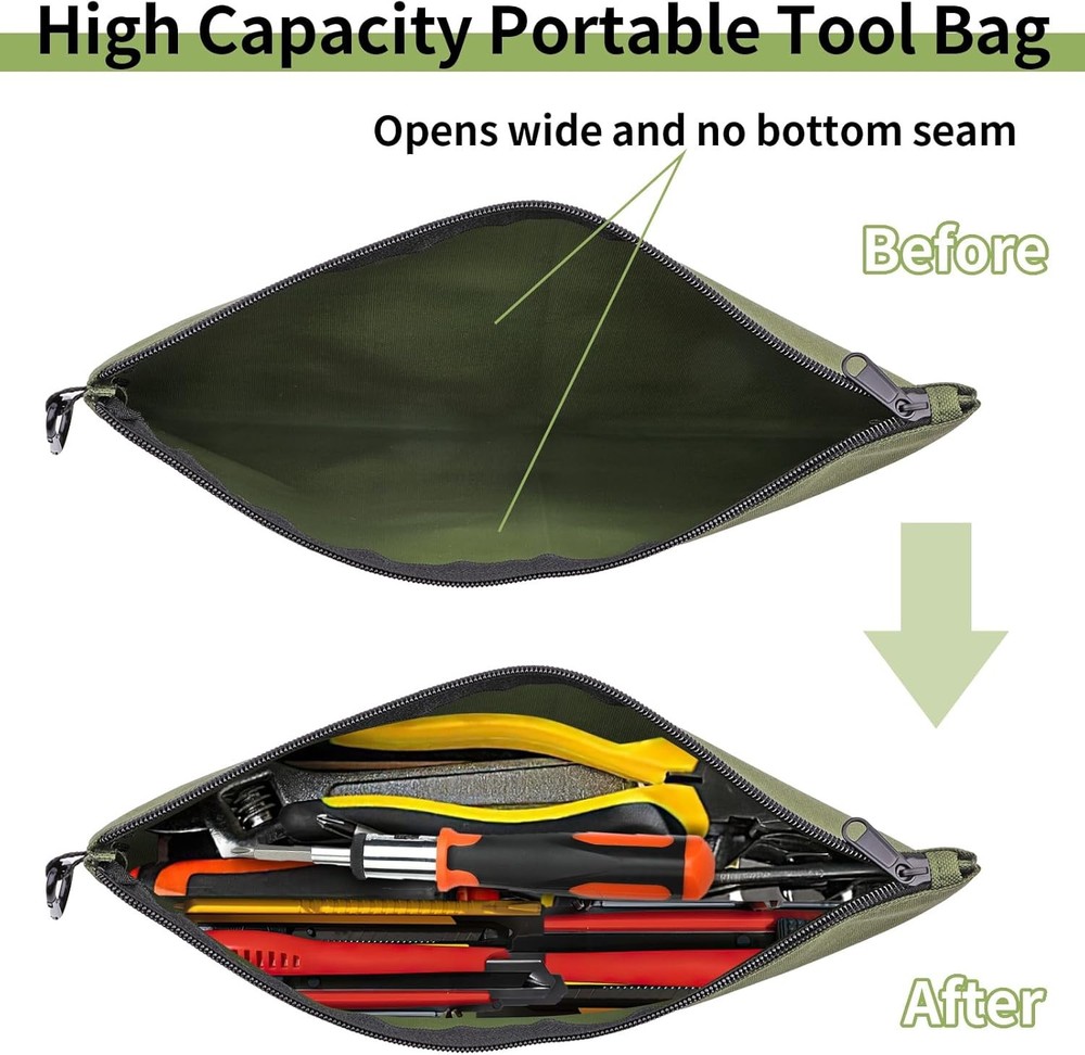 3 Pack Tool Bag Zipper Pouch, Premium Tool Pouch, Utility Multipurpose Storage O