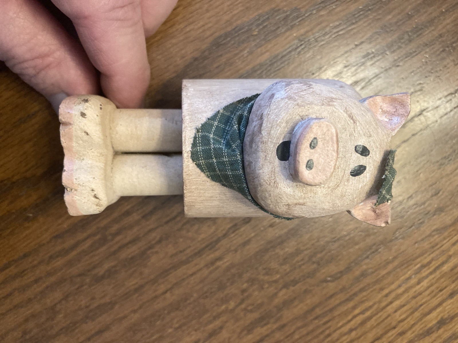 Vintage Wooden Cow & Pig Figurines Handmade Farm Country Decor Folk Art