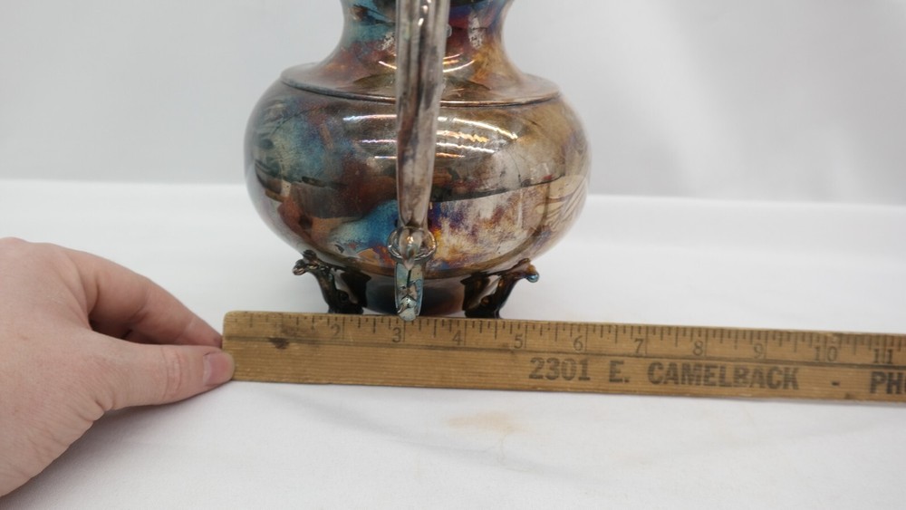 Antique Silver on Copper Footed Teapot S1