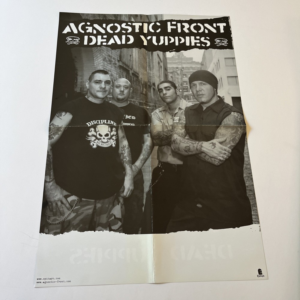 AGNOSTIC FRONT Rare 2001 Punk POSTER Dead Yuppies USA 19x13 Y2K