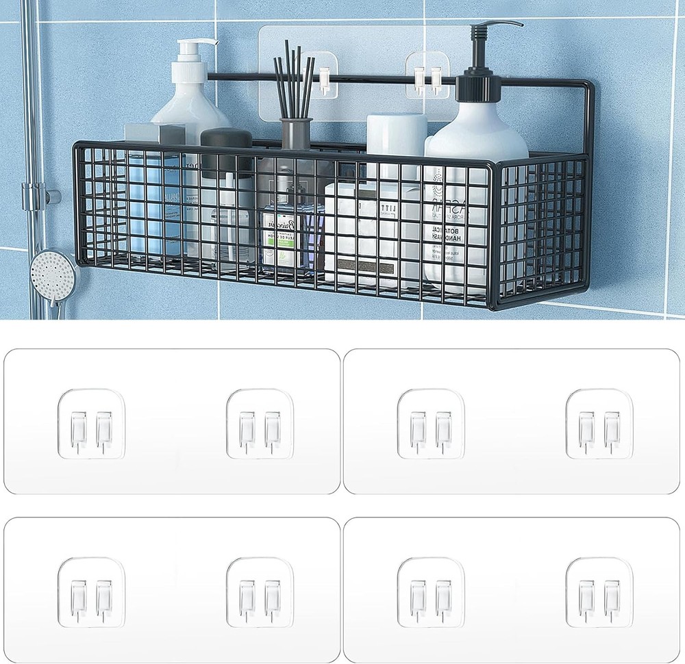 4 Pack Shower Caddy Adhesive Replacement, Strong Adhesive Sticker Hooks for Corn