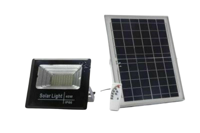 50W Outdoor LED Solar Headlight with Remote Control Panel - Black