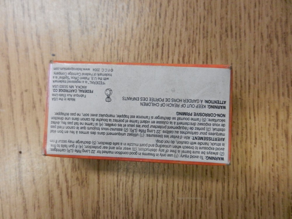 Federal Spitfire Hyper Velocity 22 Hollow Point Empty Box used