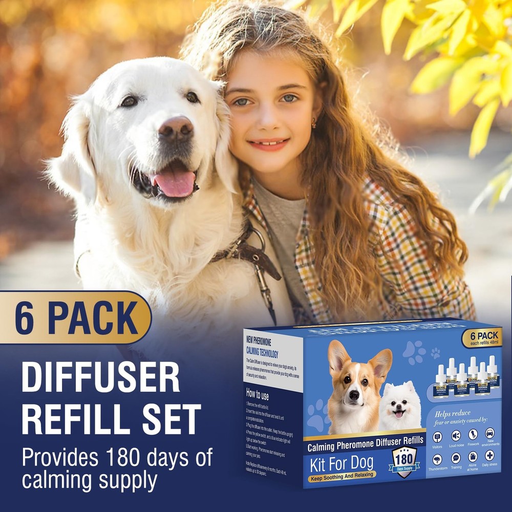 Dog Calming Diffuser Refills 6 Pack Pheromone Appeasing Pet Pheromones...