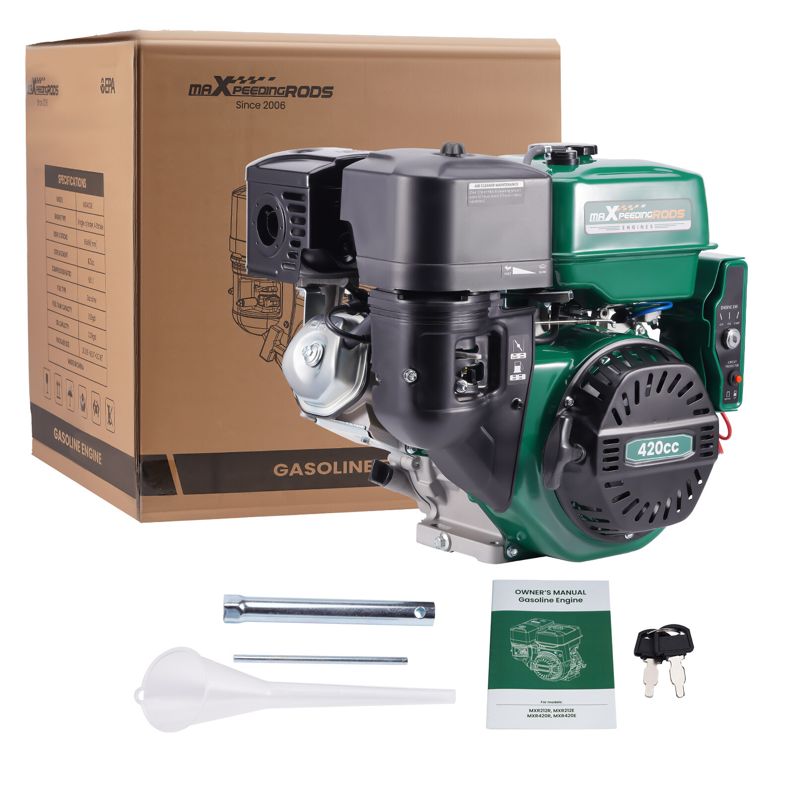 15HP 420cc Gasoline  Electric Start Engine Motor Horizontal 4 Stroke Rototiller