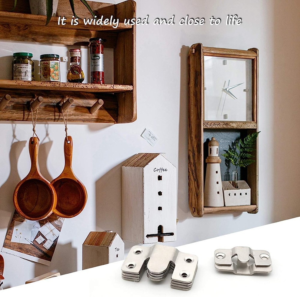 Flush Mount Bracket, Interlocking Photo Frame Hook 56 x Large 6Pairs, Silver