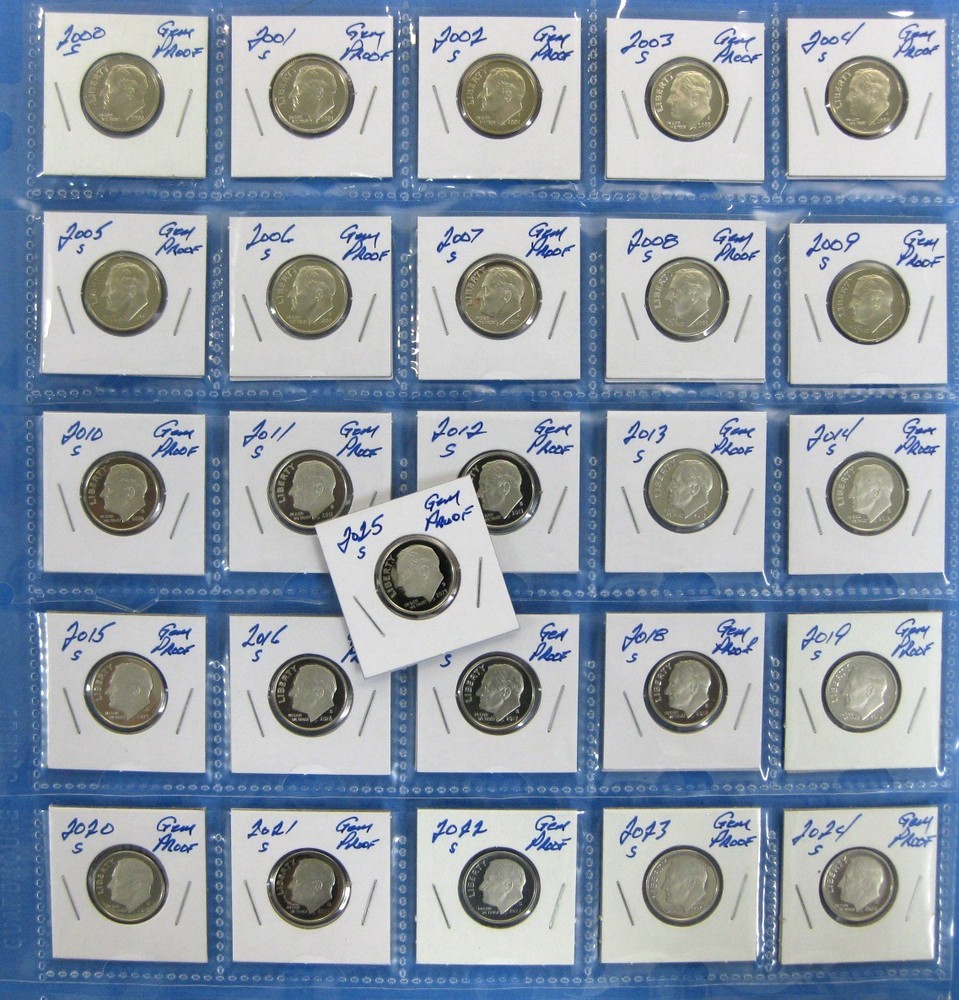 2000 thru 2025 Gem Proof Roosevelt Dime Set
