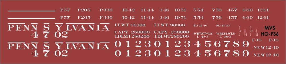 PRR F36 Flatcar Decals