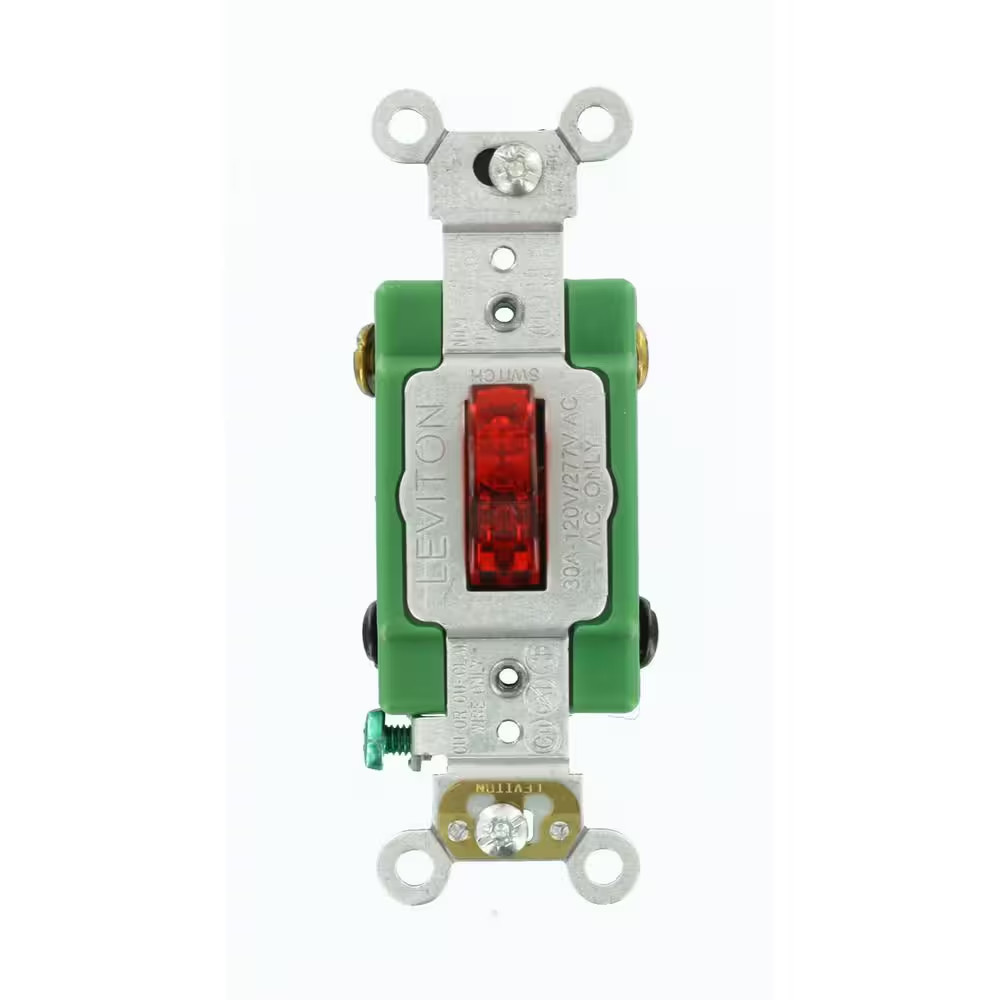 30 Amp Industrial Grade Heavy Duty Double-pole Pilot Light Toggle Switch, Red |