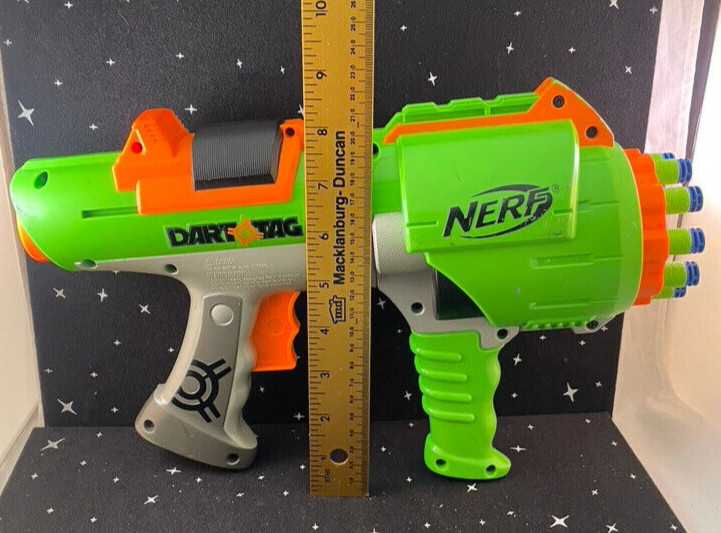 Nerf Green Dart Tag Hyperfire Rotating 10 Barrel Blaster 2005 Hasbro