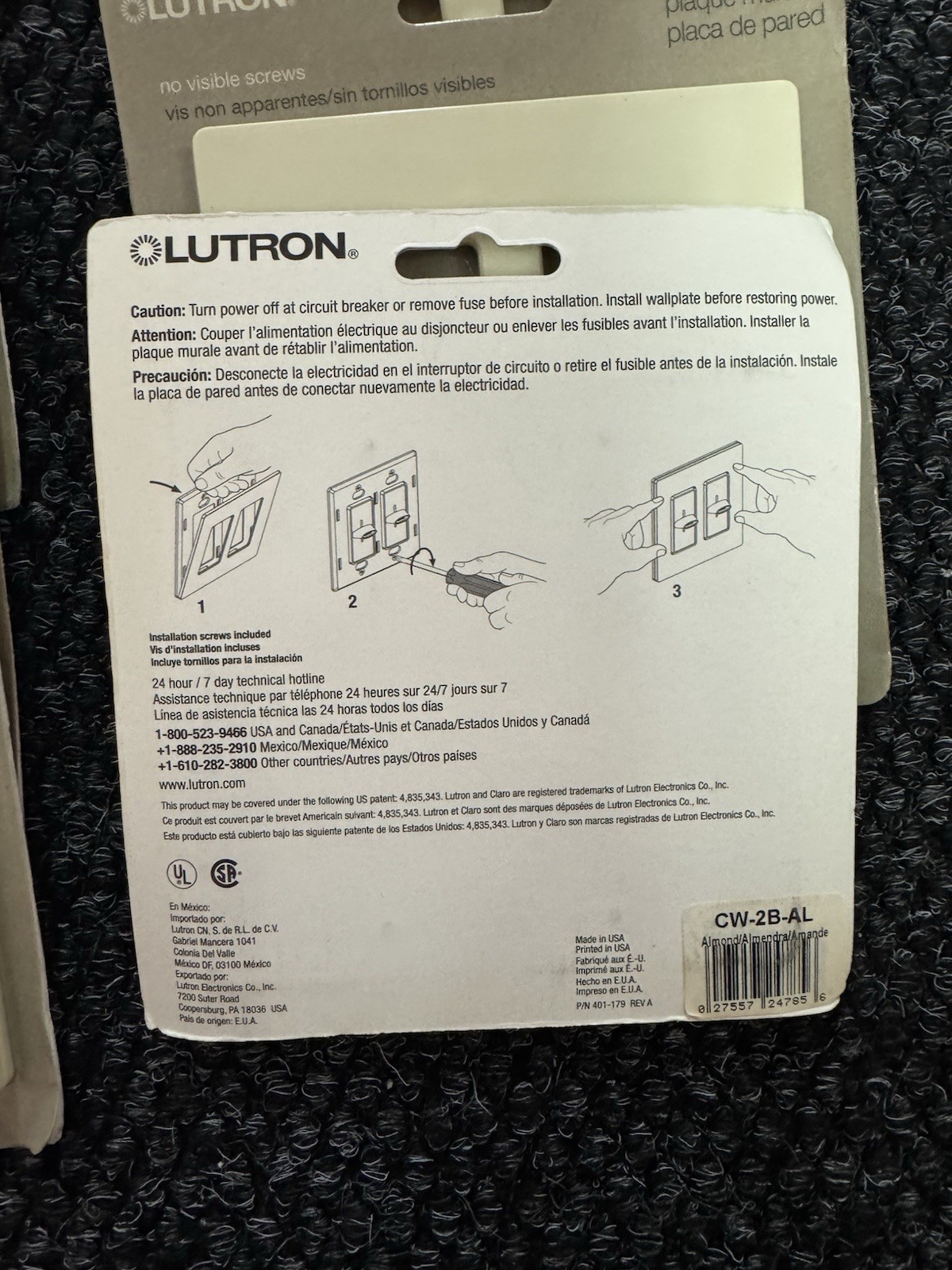 Lot of 10 Lutron CW-2B-AL Claro 2-Gang Wall Plate, Almond