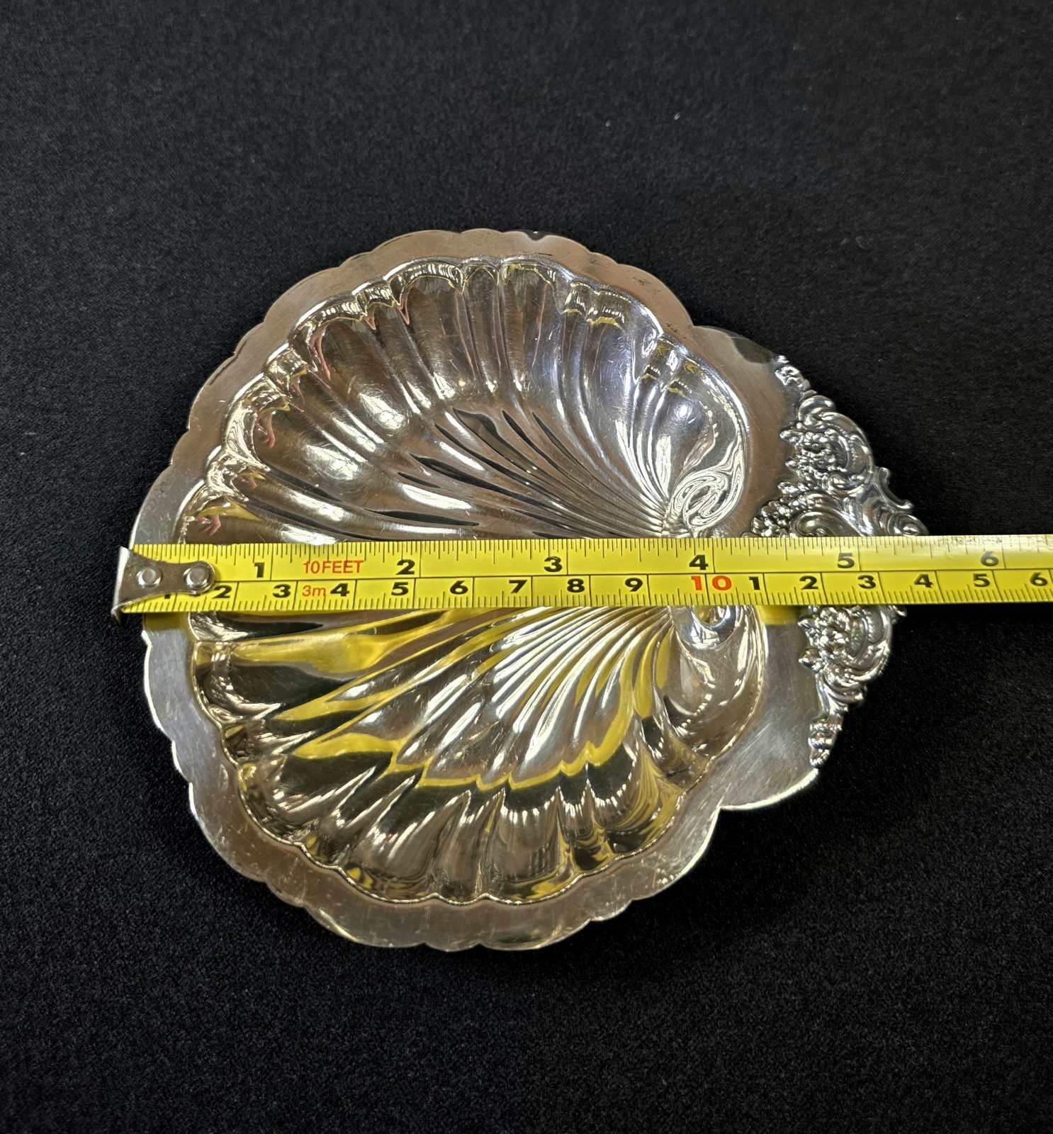 Vintage Baroque By Wallace Silver Plate Shell Relish Nut Dish Mid-Century