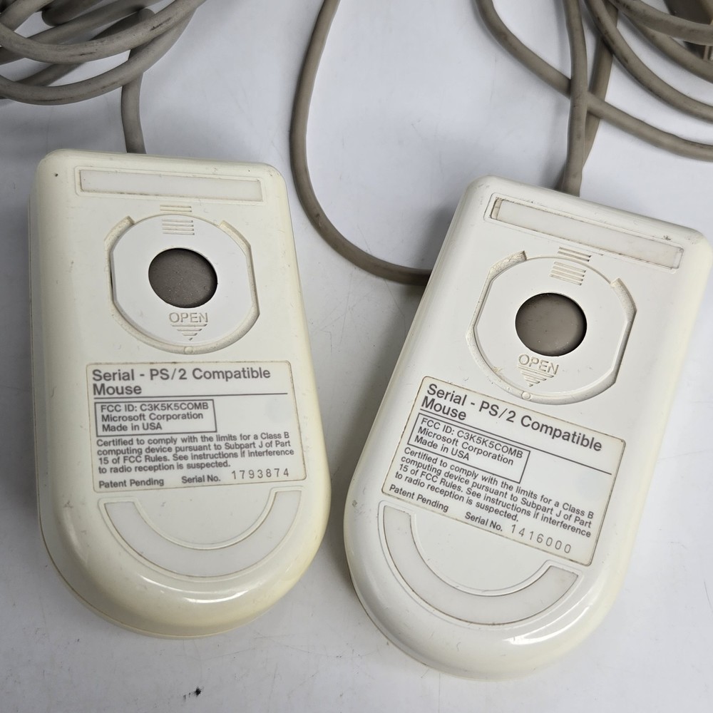 VINTAGE MICROSOFT MOUSE Lot SERIAL PS/2 COMPATIBLE C3K5K5COMB 2-BUTTON UNTESTED