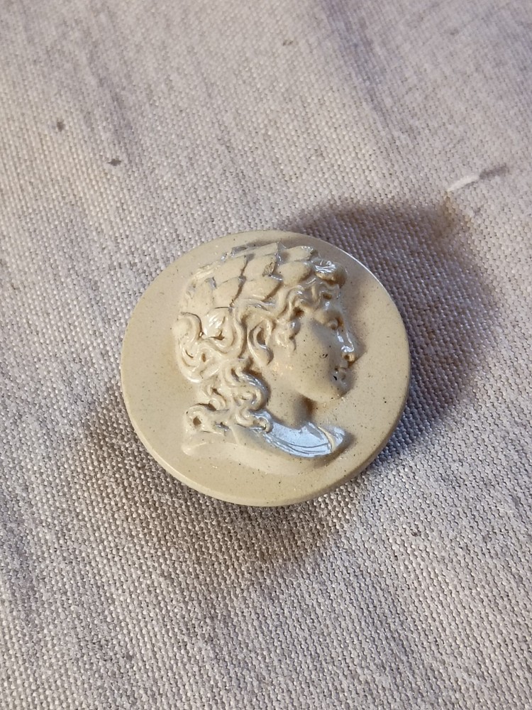 Antique Cameo Portrait Composition Button.