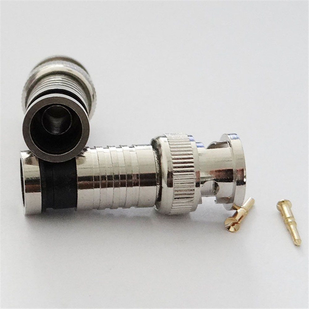 10PCS BNC Compression Connector Plug Adapter for CCTV Camera RG6 Coax Cables