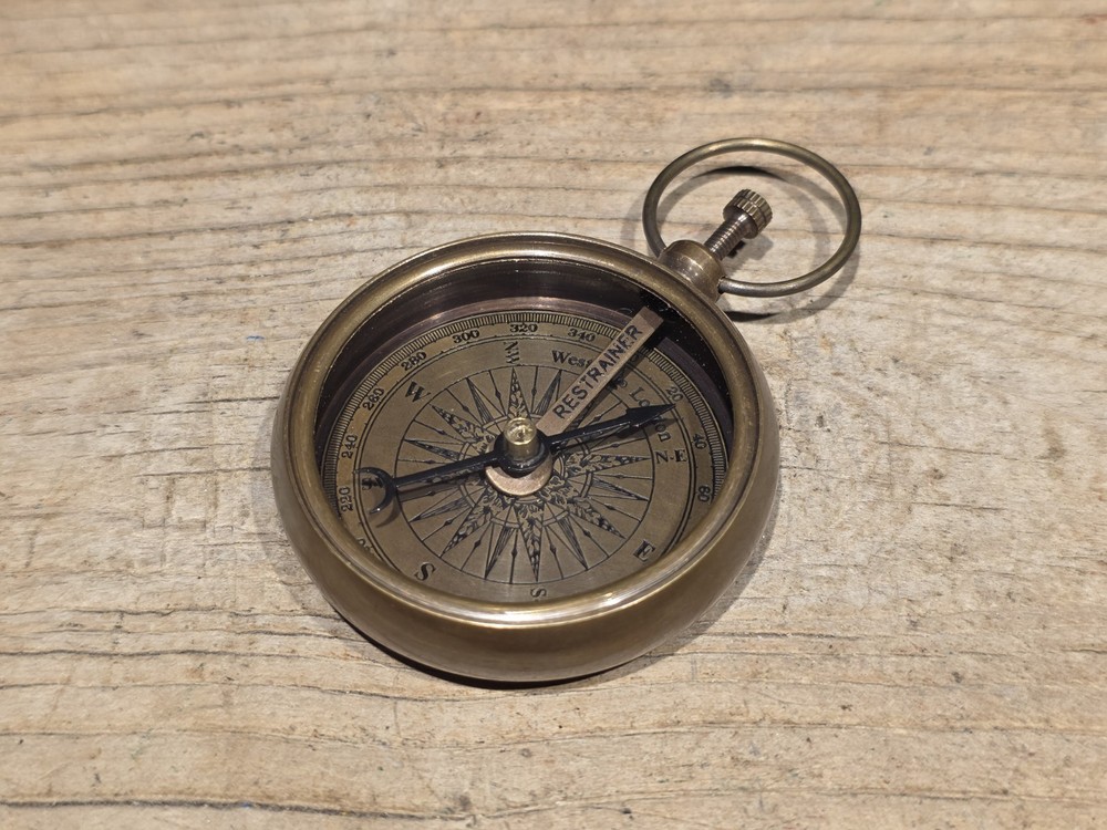 Antique Style Solid Brass Pocket Compass