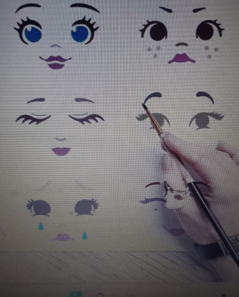 Reusable Pack 3 Face Painting Templates For Rag Doll Making or Crafts CODE D