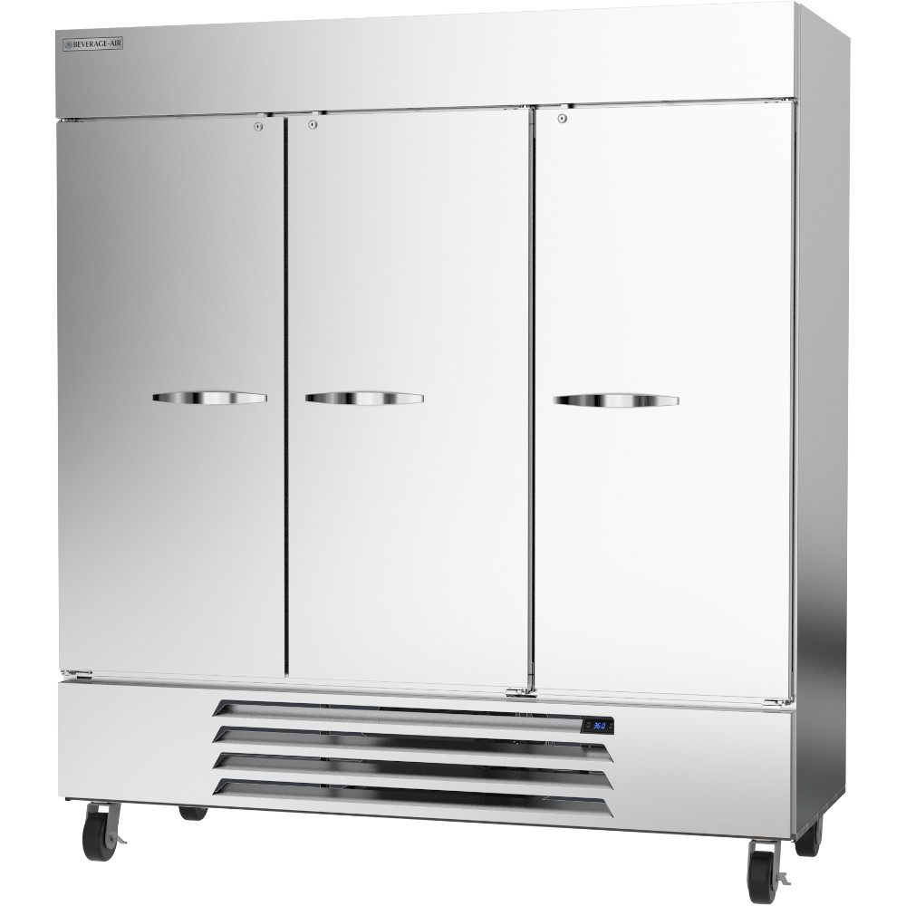 Beverage Air HBR72HC-1 Solid Door Three Section Reach-In Refrigerator