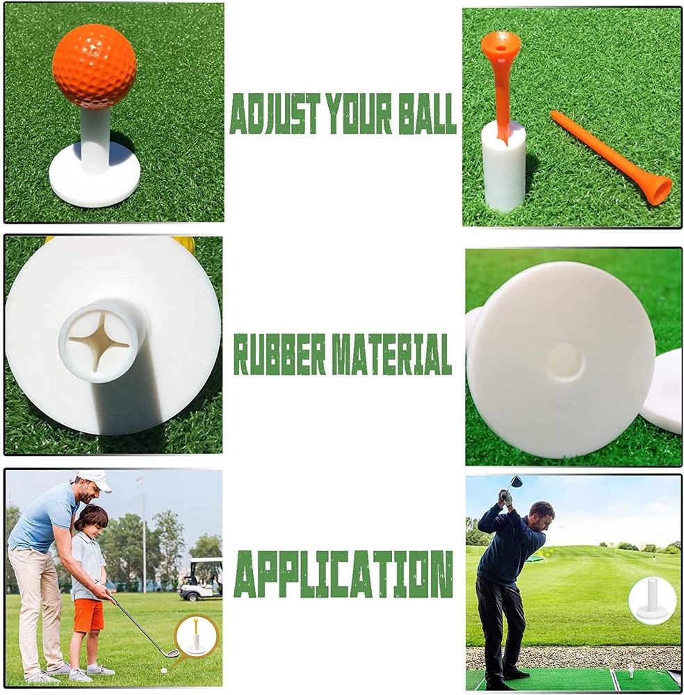 Golf Tees Rubber Driving Range Mat Holder Value 5 Pack Size 1.5" 2"