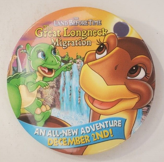 Vintage 2003 Land Before Time Great Longneck Migration Pinback Button
