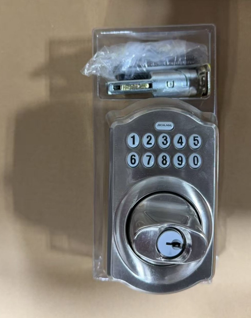 Schlage BE365 V CAM 619 Camelot Keypad Entry with Flex-Lock In Satin Nickel
