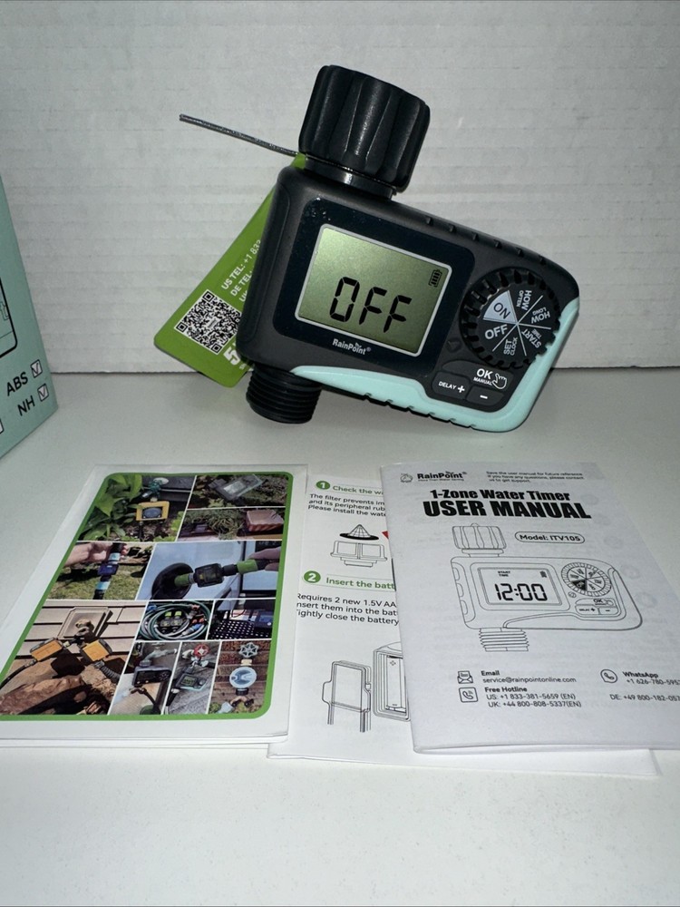 RainPoint 1-Zone Water Timer Model ITV105 —-f8