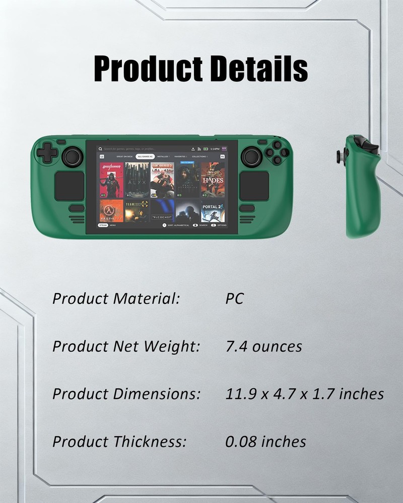 Steam Deck Case for LCD/OLED, Protective Cover with Adjustable Kickstand, 360...