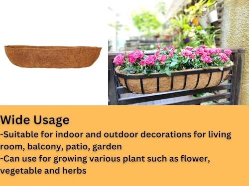 24 inch 2 Pack Half Rounded Rectangular Coco Liner for Window 24" (61cm) x 2