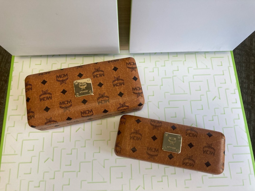 New Large MCM Munchen Hard Shell Case With Original Cloth Sunglass Case.