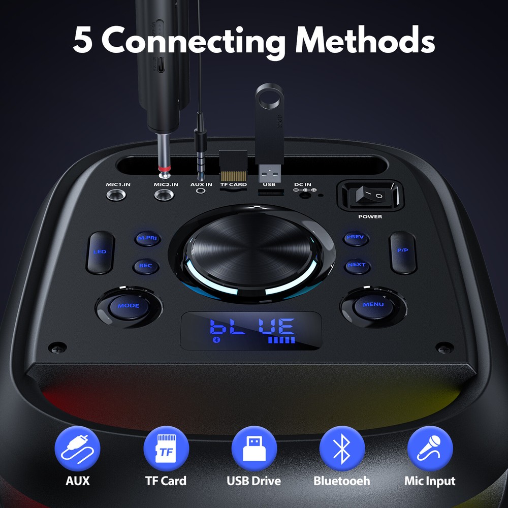 JYX Karaoke Machine System with 2 Microphones +Remote Control Bluetooth Speaker
