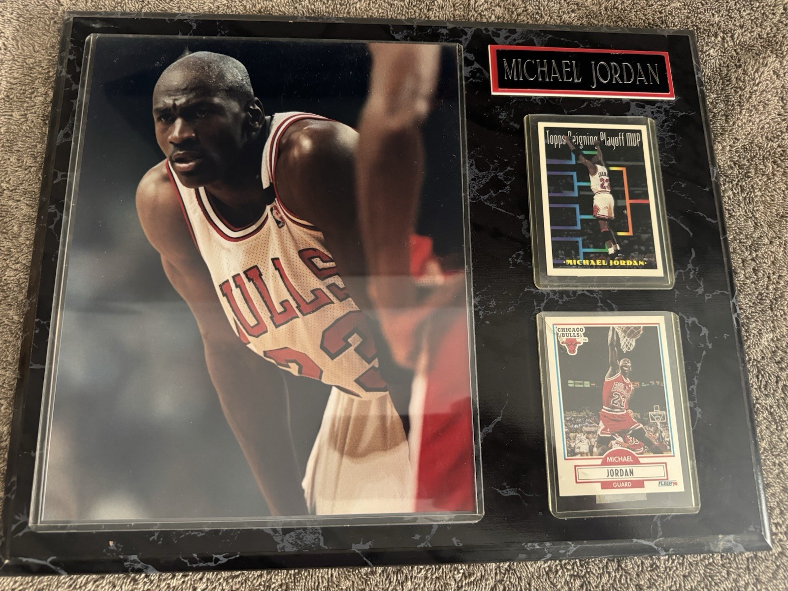 Michael Jordan Collectors Plaque - Vintage - Sports Cards & Name Plate - 15”x12”