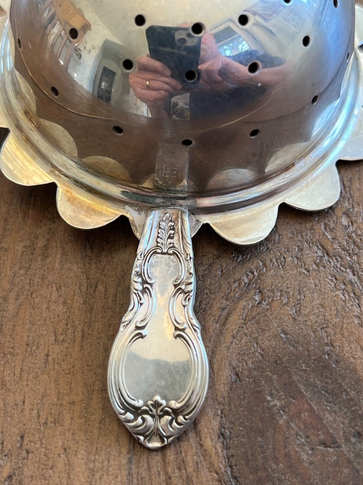 Silver Tea Strainer — with Attached Handles