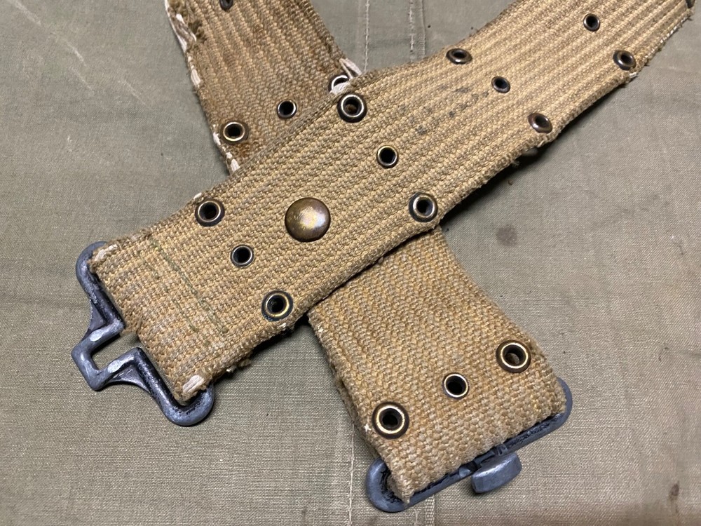 ORIGINAL WWII US ARMY 1942 .45 PISTOL COMBAT FIELD AMMO BELT-OD#7, SIZE LARGE