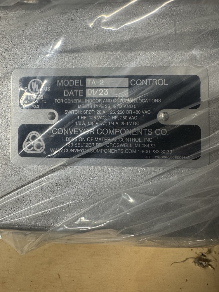 Conveyor Components Co. TA-2 Control Switch Unit Model TA-2 MPN TA-2