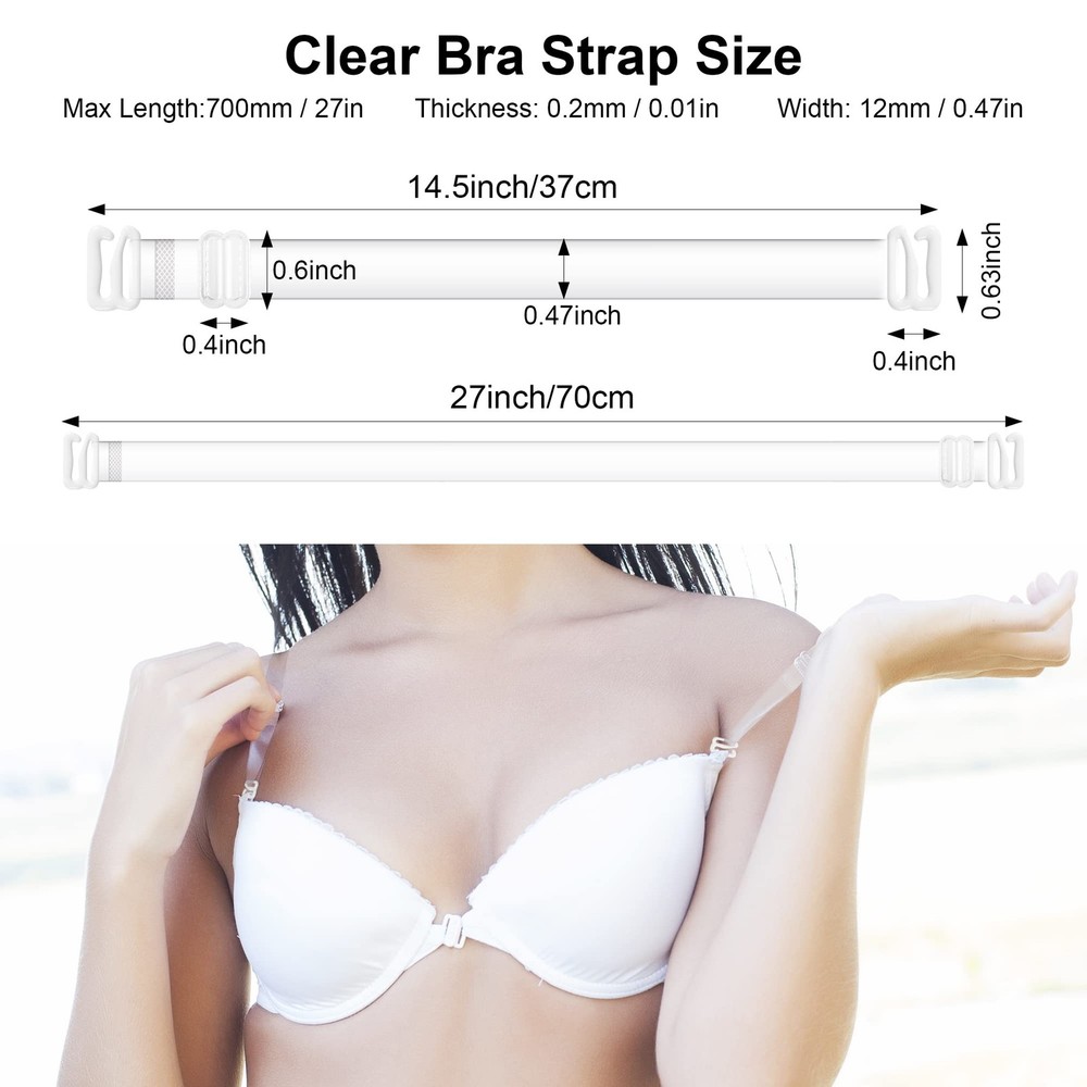 PHLSTYLE Clear Bra Straps, 12mm width, 3-pairs Width Straps