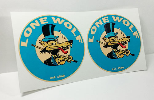 Pair 3" LONE WOLF Vintage Style DECAL, Vinyl STICKER, rat rod, racing, hot rod