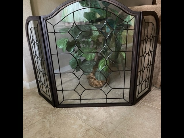 Leaded Glass Folding Fireplace Screen from Neiman Marcus
