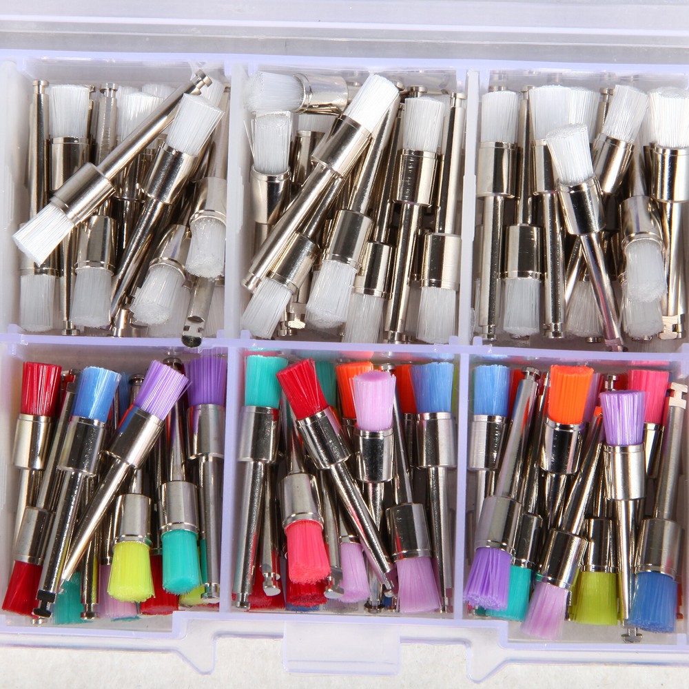 200pcs Mixed Dental latch type prophy polishing brush flat E-type Brushes
