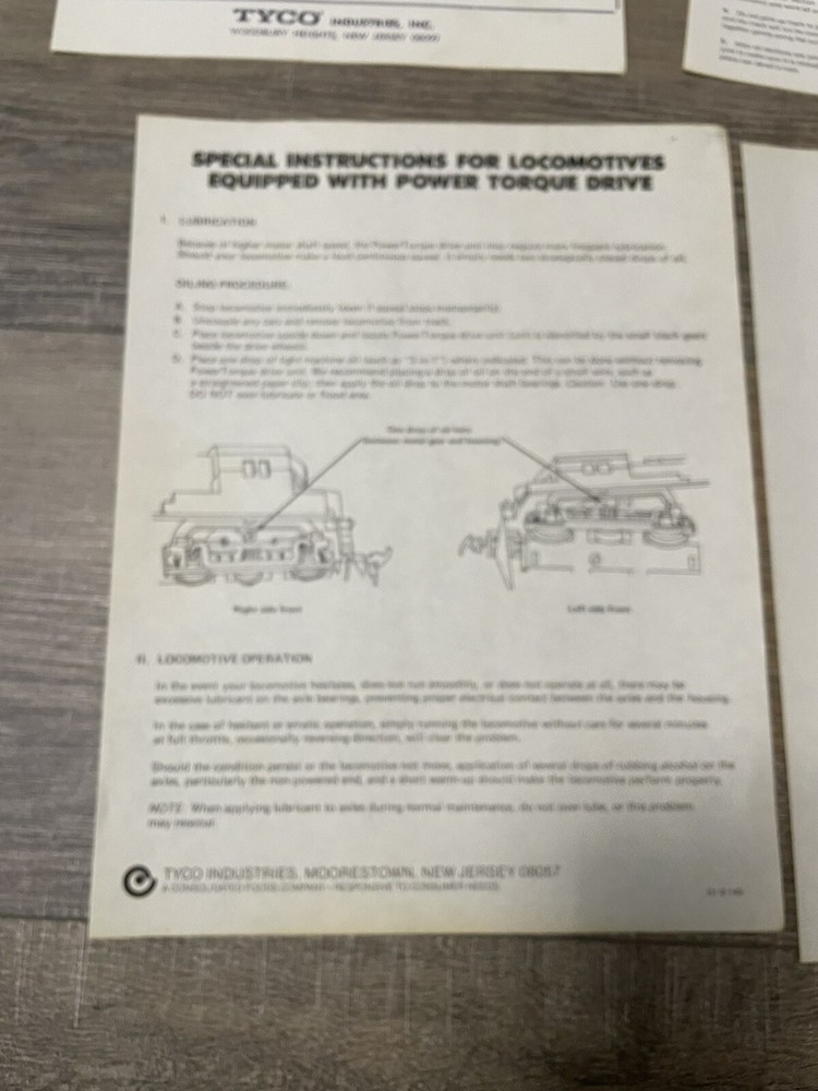 Tyco Train Easy Assembly Instructions T9095 A285 Vintage