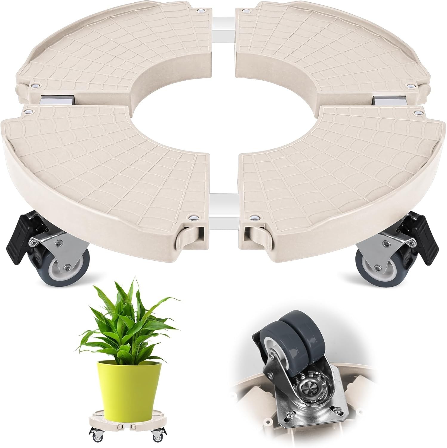 Plant Caddy Stand with 360° Wheels Adjustable 15-22 Inch Rolling Stand Heavy ...