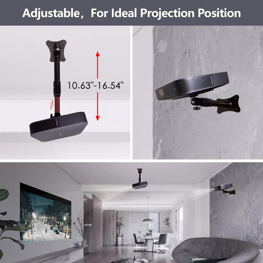 Portable Ceiling Wall Hanging Adjustable Height 10.6"-16.5" Mini Projector