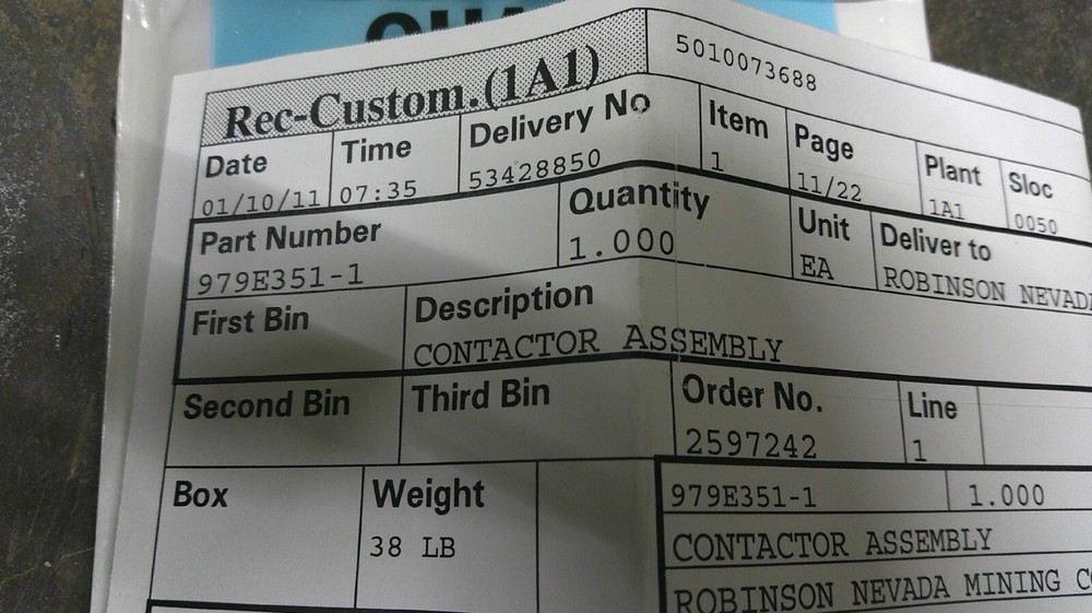 New P&H Contactor Assembly 979E351-1