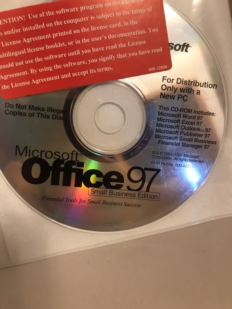 Microsoft Office 97 Small Business Edition Disc Only No Code