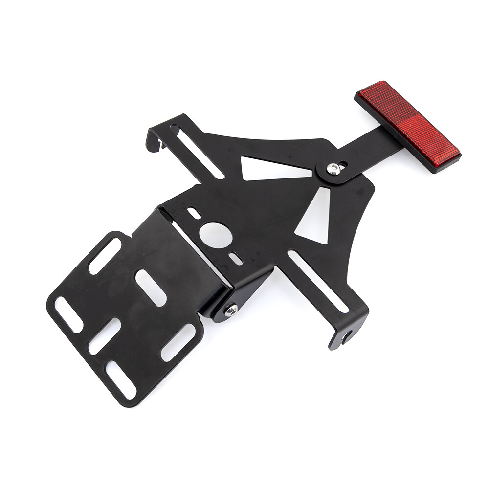 Black Adjustable Angle License Plate Frame Holder Bracket W/ Reflector For MT07